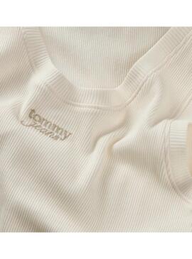 T-shirt Tommy Jeans Slim Script blanc pour femme