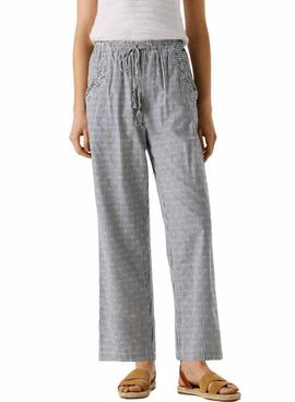 Pantalon Pepe Jeans Claribel rayures bleu pour femme