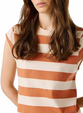 Robe Pepe Jeans lilas beige et orange pour femme