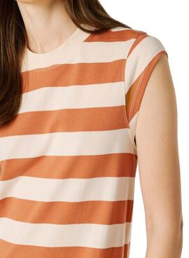 Robe Pepe Jeans lilas beige et orange pour femme