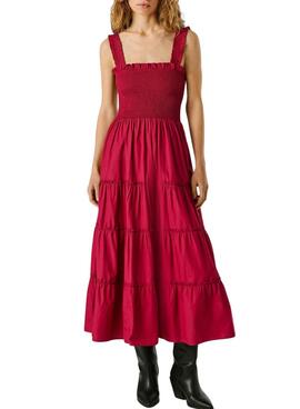 Robe Pepe Jeans Avril rose fuchsia pour femme