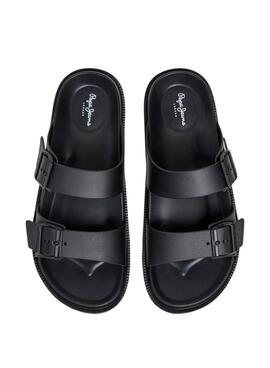 Sandales Pepe Jeans Ocean Brand noires pour homme
