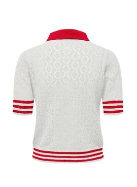 Polo blanc et rouge pour femme Only Sunny