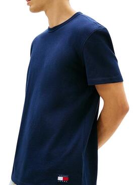 T-shirt Tommy Jeans Waffle bleu pour homme.