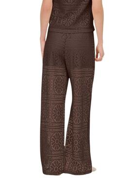 Pantalon Only Llian Lace marron pour femme