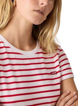 T-shirt Levis Emily Stripe rouge et blanc pour femme