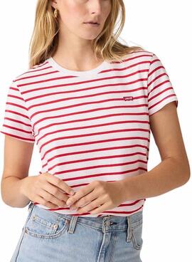 T-shirt Levis Emily Stripe rouge et blanc pour femme