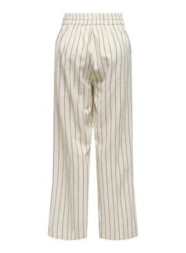 Pantalon Only Tizana rayas beige et bleu pour femme.