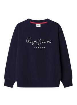 Sweat à capuche Pepe Jeans Michael logo bleu marine pour garçon
