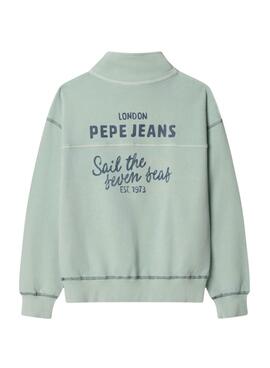 Sweatshirt Pepe Jeans Preston vert d'eau pour garçon