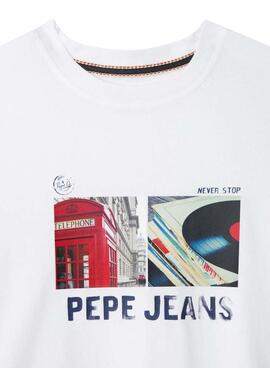 T-shirt Pepe Jeans Ash à motif graphique blanc pour enfant