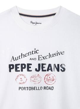 T-shirt Pepe Jeans Carter imprimé logo blanc pour enfant