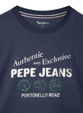 T-shirt Pepe Jeans Carter imprimé logo bleu marine pour garçon