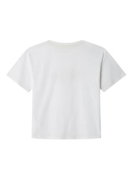 T-shirt Pepe Jeans Joshua logo blanc cassé pour garçon