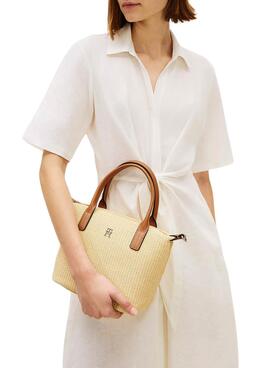 Sac à main Tommy Hilfiger Popette mini en rafia pour femme