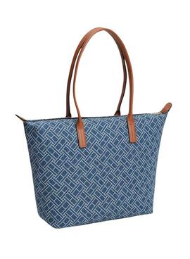 Sac à main Tommy Hilfiger Popette monogramme bleu pour femme
