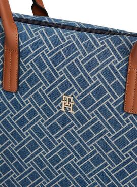 Sac à main Tommy Hilfiger Popette monogramme bleu pour femme