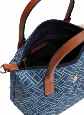 Sac à main Tommy Hilfiger Popette monogramme mini bleu pour femme