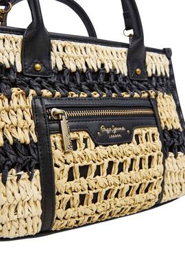 Sac Pepe Jeans Zadie beige et noir pour femme