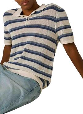 Polo Pepe Jeans Florian à rayures bleues pour homme