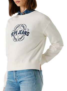 Sweatshirt Pepe Jeans Maat blanc pour femme