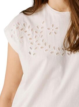 T-shirt Pepe Jeans Mina blanc pour femme