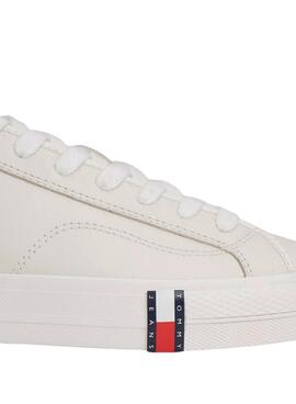 Sneakers en cuir Tommy Jeans Archive avec logo blanc pour homme