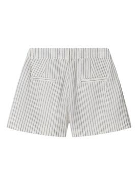Shorts Pepe Jeans Izzy en rayas diplomáticas beige para niña.