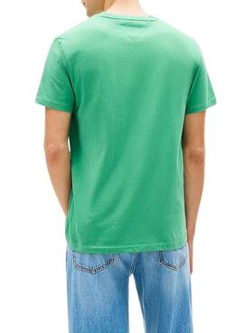 T-shirt Tommy Jeans Linear Chest vert pour homme