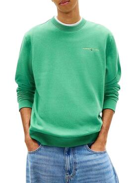 Sweat à capuche Tommy Jeans Linear vert pour homme