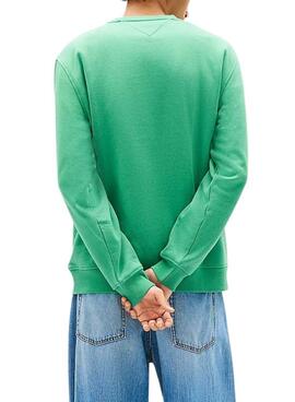 Sweat à capuche Tommy Jeans Linear vert pour homme