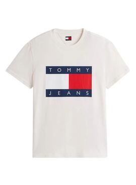T-shirt Tommy Jeans Big Flag beige pour homme