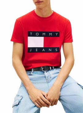 T-shirt Tommy Jeans Big Flag rouge pour homme