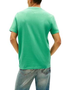 T-shirt Tommy Jeans Big Flag verte pour homme