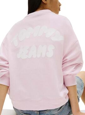 Sweat à capuche Tommy Jeans Bubble rose pour femme.