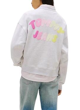 Sweat à capuche Tommy Jeans Bubble gris pour femme