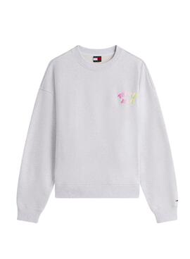 Sweat à capuche Tommy Jeans Bubble gris pour femme