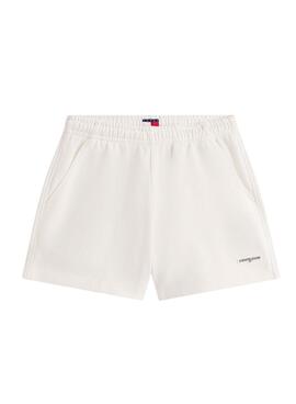 Shorts Tommy Jeans Script Label blanc pour femme