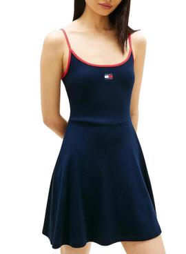 Robe Tommy Jeans à bretelles skater bleu pour femme