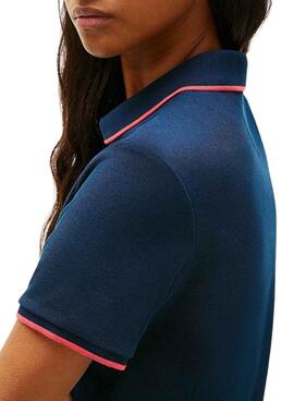 Robe Tommy Jeans en piqué plissé bleu pour femme