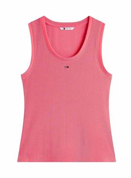T-shirt Tommy Jeans Essential Rib corail pour femme