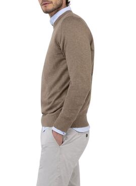 Maillot Le Ganso col rond gris taupe pour homme