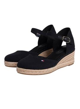 Espadrilles Tommy Hilfiger noires avec semelle compensée pour femme