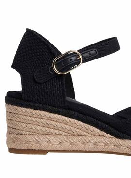 Espadrilles Tommy Hilfiger noires avec semelle compensée pour femme
