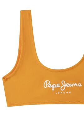 Bikini Pepe Jeans con estampado del logo en color naranja para niña.