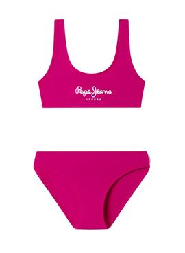 Bikini Pepe Jeans logo imprimé rose pour fille