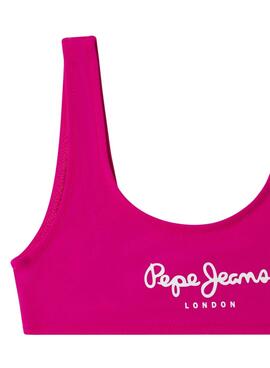 Bikini Pepe Jeans logo imprimé rose pour fille