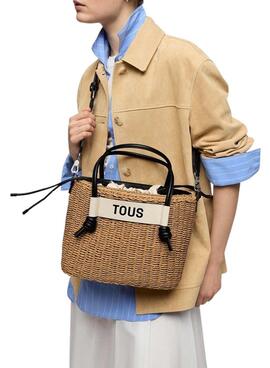 Sac Tous moyen Scoubidou naturel et noir pour femme