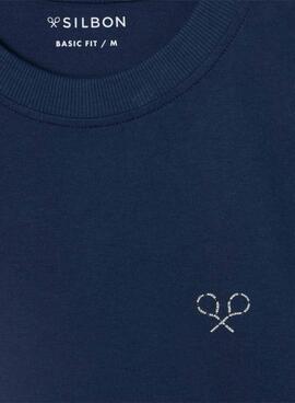 T-shirt Silbon Lettering bleu marine pour homme