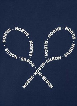 T-shirt Silbon Lettering bleu marine pour homme